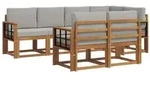 vidaXL Outdoor-Sofagarnitur mit Kissen 7 pcs Nat&uuml;rlich und Hellgrau