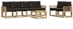vidaXL Outdoor-Sofagarnitur mit Kissen 7 pcs Wei&szlig; und Schwarz