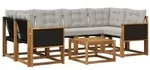 vidaXL Outdoor-Sofagarnitur mit Kissen 7 pcs Nat&uuml;rlich und Hellgrau