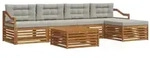 vidaXL Outdoor-Sofagarnitur mit Kissen 6 pcs Nat&uuml;rlich und Hellgrau