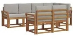 vidaXL Outdoor-Sofagarnitur mit Kissen 7 pcs Nat&uuml;rlich und Hellgrau