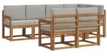 vidaXL Outdoor-Sofagarnitur mit Kissen 7 pcs Nat&uuml;rlich und Hellgrau