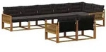 vidaXL Outdoor-Sofagarnitur mit Kissen 8 pcs Nat&uuml;rlich und Schwarz