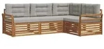vidaXL Outdoor-Sofagarnitur mit Kissen 4 pcs Nat&uuml;rlich und Hellgrau