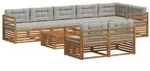 vidaXL Outdoor-Sofagarnitur mit Kissen 9 pcs Nat&uuml;rlich und Hellgrau