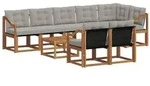 vidaXL Outdoor-Sofagarnitur mit Kissen 9 pcs Nat&uuml;rlich und Hellgrau