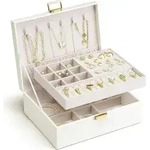 Schmuckk&auml;stchen 2 Ebenen Box Damen Ringe Ohrringe Beige-hellgelb