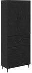 vidaXL Highboard 2 pcs Schwarz Eichen-Optik Engineered Wood und Glas