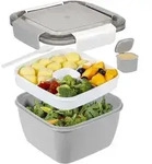 Lunchbox auslaufsicher Bento Box 3 F&auml;cher Salatbeh&auml;lter 1500 ML Grau