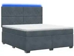 vidaXL Boxspringbett mit Matratze Dunkelgrau 180 x 200 cm Samt
