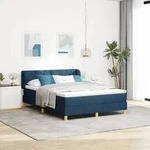 vidaXL Boxspringbett mit Matratze Blau 160x200 cm Stoff