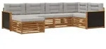vidaXL Outdoor-Sofagarnitur mit Kissen 6 pcs Nat&uuml;rlich und Hellgrau