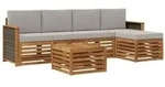 vidaXL Outdoor-Sofagarnitur mit Kissen 6 pcs Nat&uuml;rlich und Hellgrau