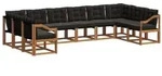 vidaXL Outdoor-Sofagarnitur mit Kissen 10 pcs Nat&uuml;rlich und Schwarz