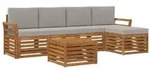 vidaXL Outdoor-Sofagarnitur mit Kissen 6 pcs Nat&uuml;rlich und Hellgrau