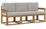 vidaXL Outdoor-Sofagarnitur mit Kissen 3 pcs Nat&uuml;rlich und Hellgrau
