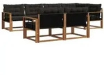 vidaXL Outdoor-Sofagarnitur mit Kissen 7 pcs Nat&uuml;rlich und Schwarz