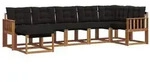 vidaXL Outdoor-Sofagarnitur mit Kissen 7 pcs Nat&uuml;rlich und Schwarz