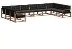 vidaXL Outdoor-Sofagarnitur mit Kissen 10 pcs Nat&uuml;rlich und Schwarz