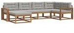 vidaXL Outdoor-Sofagarnitur mit Kissen 6 pcs Nat&uuml;rlich und Hellgrau
