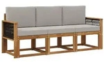 vidaXL Outdoor-Sofagarnitur mit Kissen 3 pcs Nat&uuml;rlich und Hellgrau