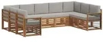 vidaXL Ecksofa Set 9 pcs Nat&uuml;rlich und Hellgrau Massivholz Akazie