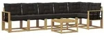 vidaXL Outdoor-Sofagarnitur mit Kissen 7 pcs Wei&szlig; und Schwarz