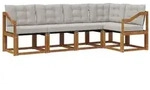 vidaXL Outdoor-Sofagarnitur mit Kissen 5 pcs Nat&uuml;rlich und Hellgrau
