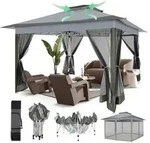 COBIZI Garten pavillon 3x3 Wasserdicht Stabil Winterfest, 3,65x3,65m Pop Up...
