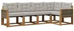 vidaXL Outdoor-Sofagarnitur mit Kissen 5 pcs Nat&uuml;rlich und Hellgrau