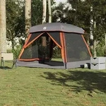 vidaXL Familienzelt f&uuml;r 6 Personen Grau und Orange Wasserdicht