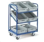 Etagenwagen,Tragl. 200kg,3 Etage(n),Ladefl. LxB 1240x620mm,Rahmen,neigbar,m. 9