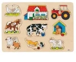goki 57908 Steckpuzzle Bauernhof I, 30 x 21 x 2,4 cm, extra gro&szlig;e Holzkn&ouml;pfe, bunt