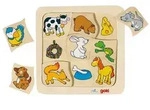 Goki 56880 - Legespiel: Wer frisst was? 9-teiliges Legepuzzle 18 x 18 x 1,1 cm, Holz,