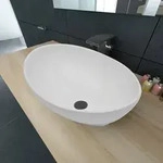 vidaXL Luxus Keramik Waschbecken Oval Wei&szlig; 40 x 33 cm