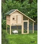 lionto Hasenstall, robuster Doppelstock-Kaninchenstall aus Holz mit Bitumendach,