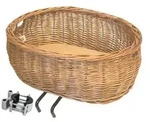 Basil 53007 Vorderrad-Tierfahrradkorb Pluto Weide inkl. Halter u. Kissen, natur