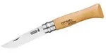 Opinel Messer No 08 Carbon Griff Buche 8,5cm lange Carbonstahlklinge, silber/natur