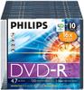 Philips DM4S6S10F - 10 x DVD-R - 4.7 GB (120 Min.) - 16x - Slim Jewel Case
