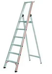 Stufen-Stehleiter mit Sicherheitsbr&uuml;cke, einseitig, Ablageschale und Einh&auml;ngem&ouml;g