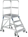 Podesttreppe 7 Plattform-H.1680mm Stufen u.Plattfom Alu.geriffelt eins.ZARGES