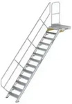 Treppe mit Plattform 45&deg; Stufenbreite 600 mm 13 Stufen Aluminium geriffelt