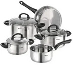 Karcher Topfset Mia aus Edelstahl, Induktion, T&ouml;pfe mit Glasdeckel / Pfanne /