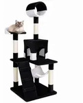 lionto Kratzbaum, stilvoller 133 cm Katzenbaum mit Pl&uuml;schbezug, robusten