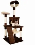 lionto Kratzbaum, stilvoller 133 cm Katzenbaum mit Pl&uuml;schbezug, robusten