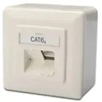 DIGITUS Aufputzdose Cat6a 2xRJ45 geschirmt Signalwei&szlig; Multimedia-Technik