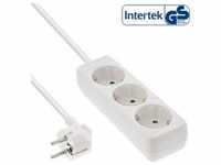 InLine® Steckdosenleiste, 3-fach Schutzkontakt, 1,5m, weiß Strom / Energie / Licht