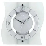 AMS 5909 Funk-Wanduhr Wels, satiniertes Mineralglas, Silber