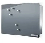 Schl&uuml;sselkasten m. Glastafel,HxBxT 200x300x50mm,magnethaftend,Tafel Glas,grau,14