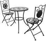 vidaXL 3-tlg. Bistro-Set Keramik Schwarz und Wei&szlig;